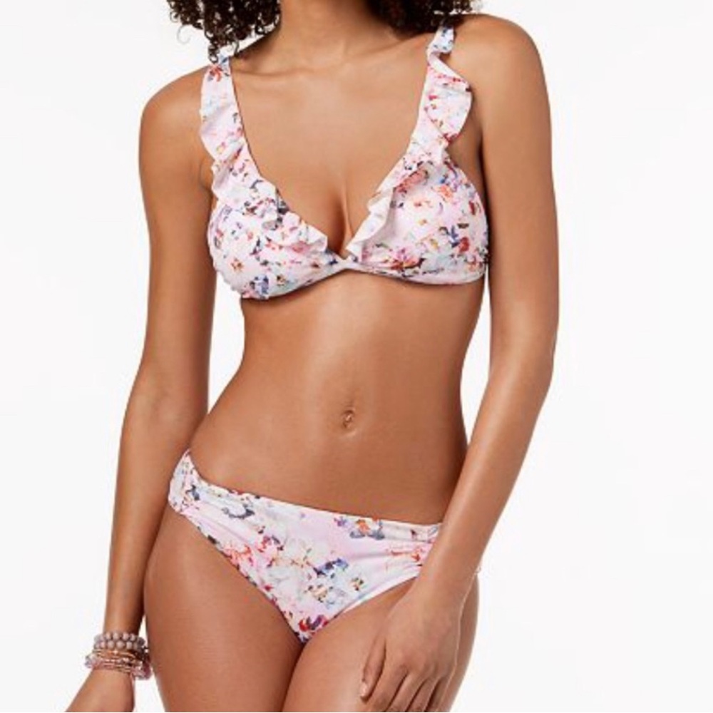 Bar lll pink floral bikini top XS